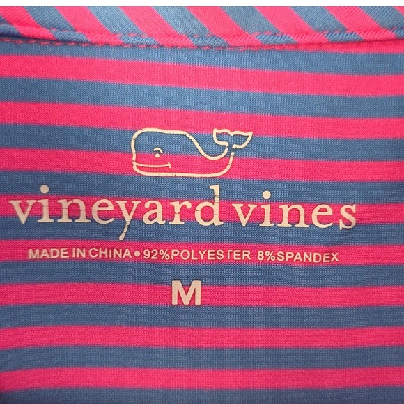 Vineyard Vines Golf Polo Men's Medium Blue Pink Stripe Shirt Short Sleeve Casual - Picture 5 of 7